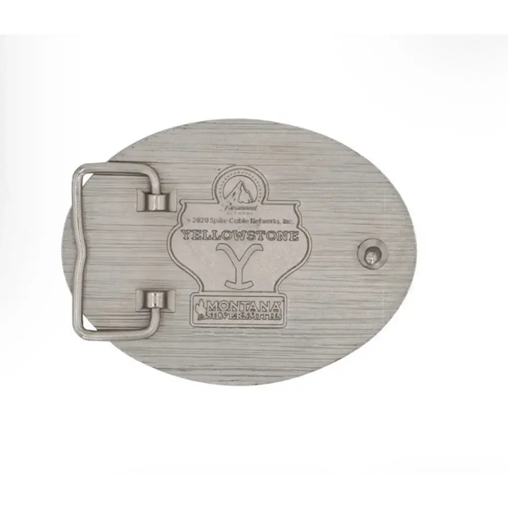 Montana Mens Attitude Silversmiths Yellow Stone Squared Up Oval Belt Buckle